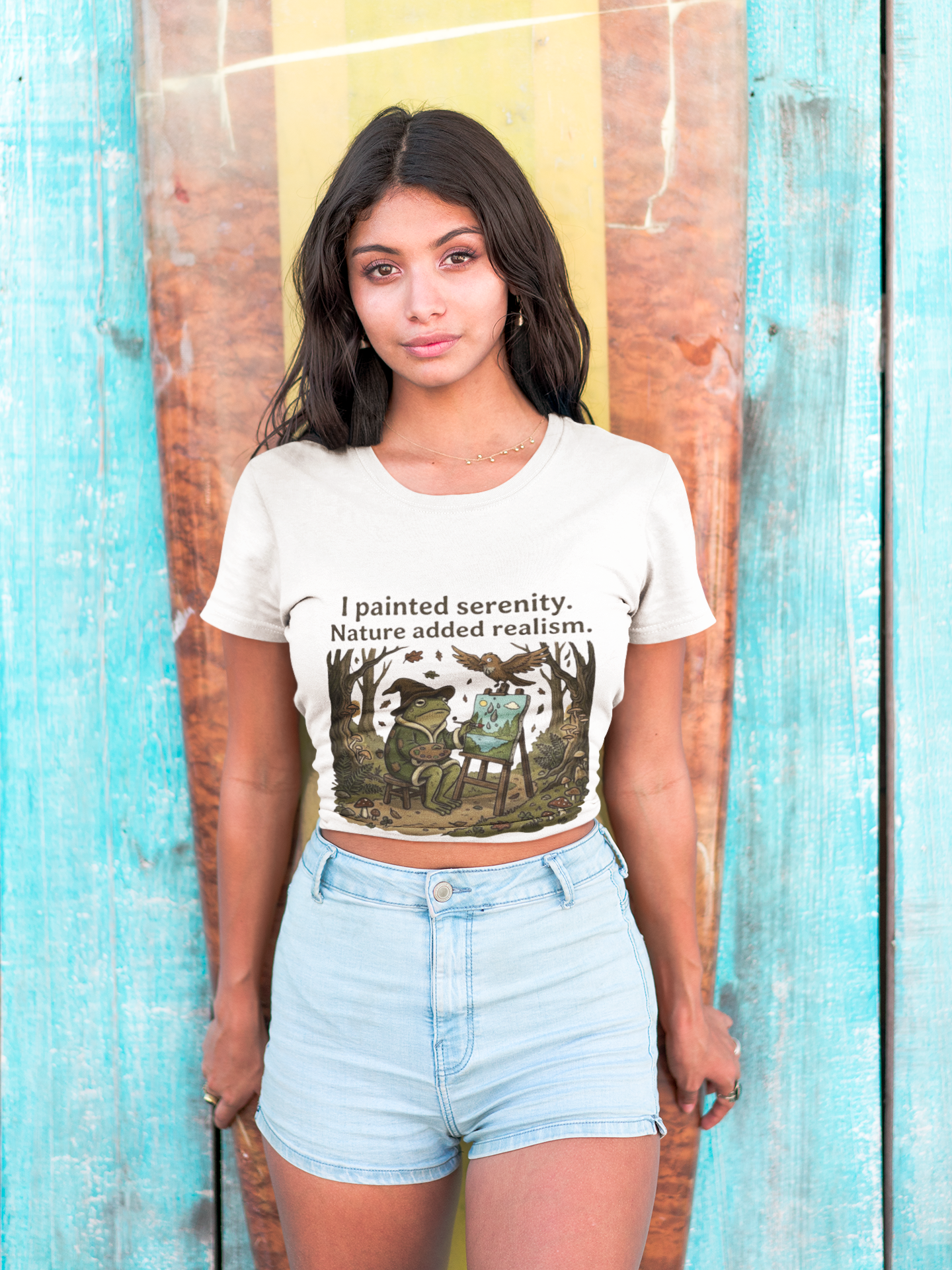 Dustwick Painting Frog T-Shirt, “I Painted Serenity Nature Added Realism” Artist Frog Tee, Whimsical Forest Frog Shirt, Dark Cozy Aesthetic Art Tee