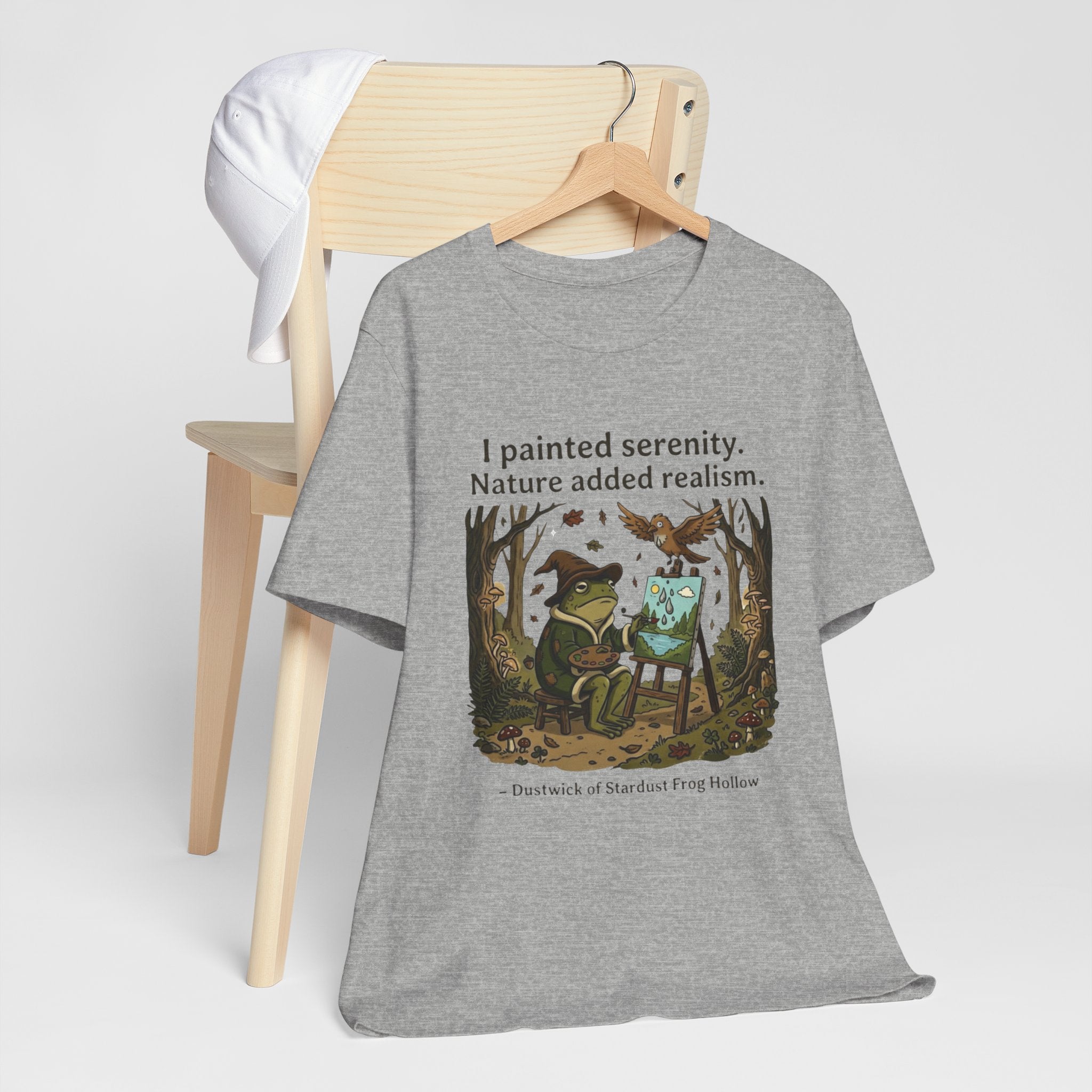 Dustwick Painting Frog T-Shirt, “I Painted Serenity Nature Added Realism” Artist Frog Tee, Whimsical Forest Frog Shirt, Dark Cozy Aesthetic Art Tee