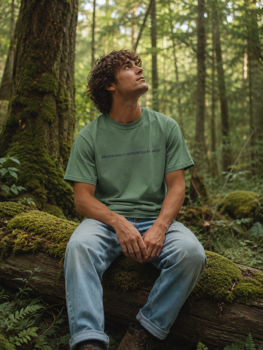 Emotionally Supported by Moss T-Shirt | Cottagecore Nature Quote Tee
