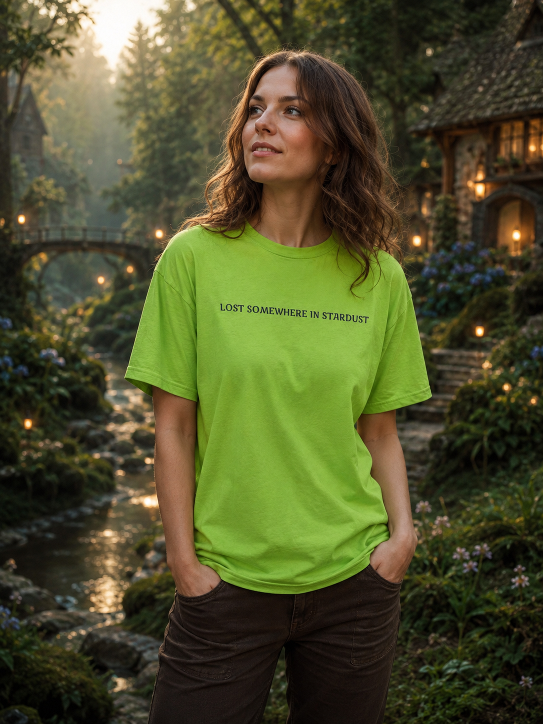 Lost Somewhere in Stardust T-Shirt | Celestial Cottagecore Quote Tee