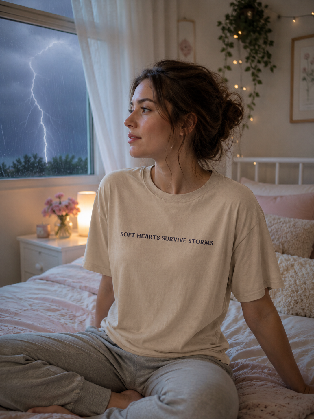 Soft Hearts Survive Storms T-Shirt | Stardust Frog Hollow Quote Tee