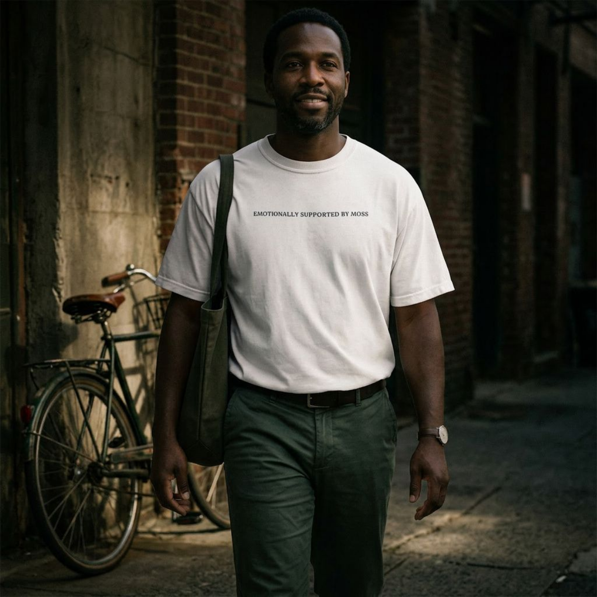 Emotionally Supported by Moss T-Shirt | Cottagecore Nature Quote Tee
