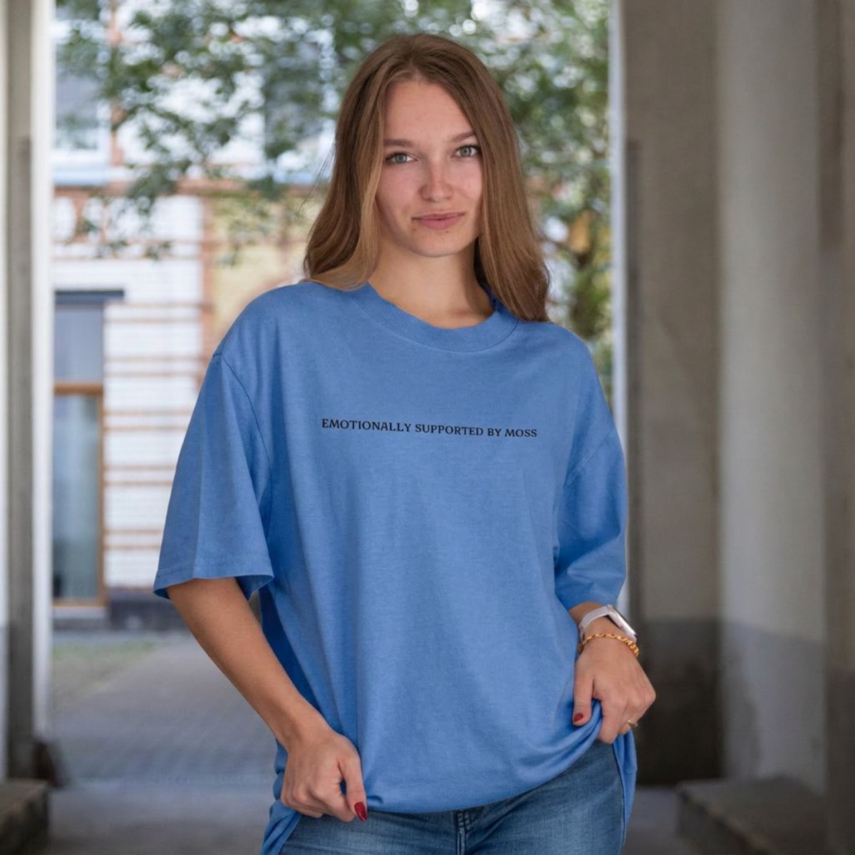 Emotionally Supported by Moss T-Shirt | Cottagecore Nature Quote Tee