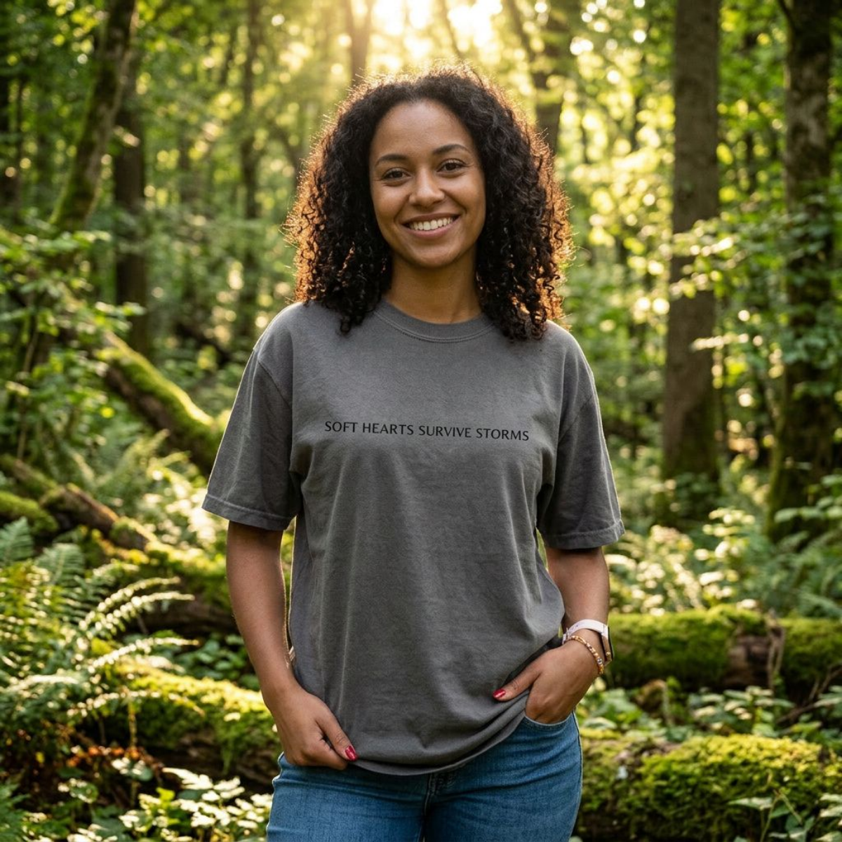 Soft Hearts Survive Storms T-Shirt | Stardust Frog Hollow Quote Tee