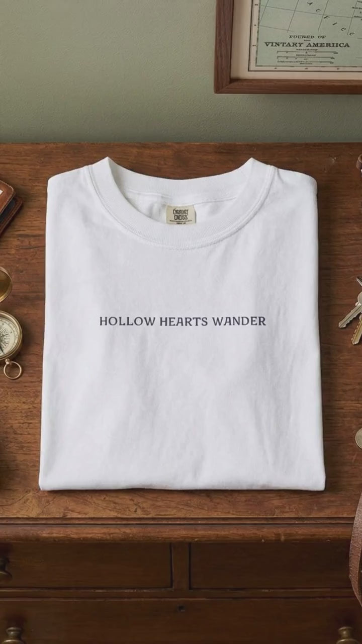 Hollow Hearts Wander T-Shirt | Cottagecore Quote Tee | Stardust Frog Hollow