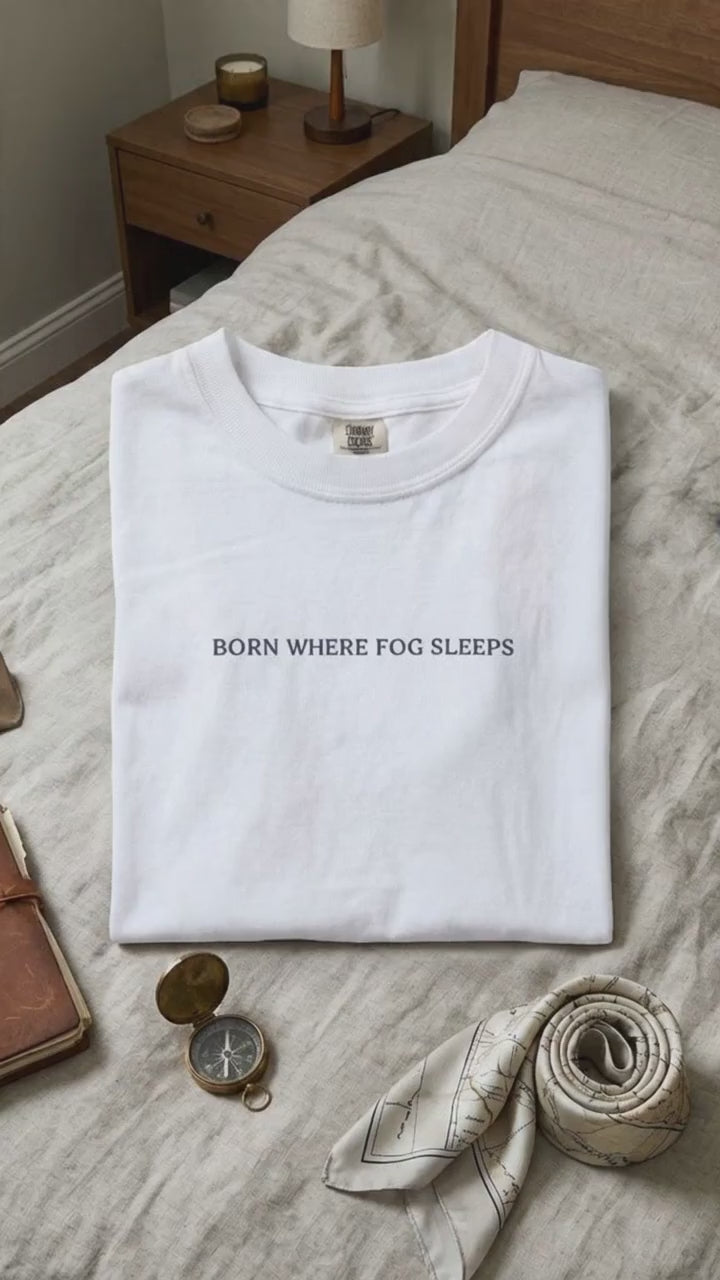 Born Where Fog Sleeps T-Shirt | Celestial Cottagecore Quote Tee